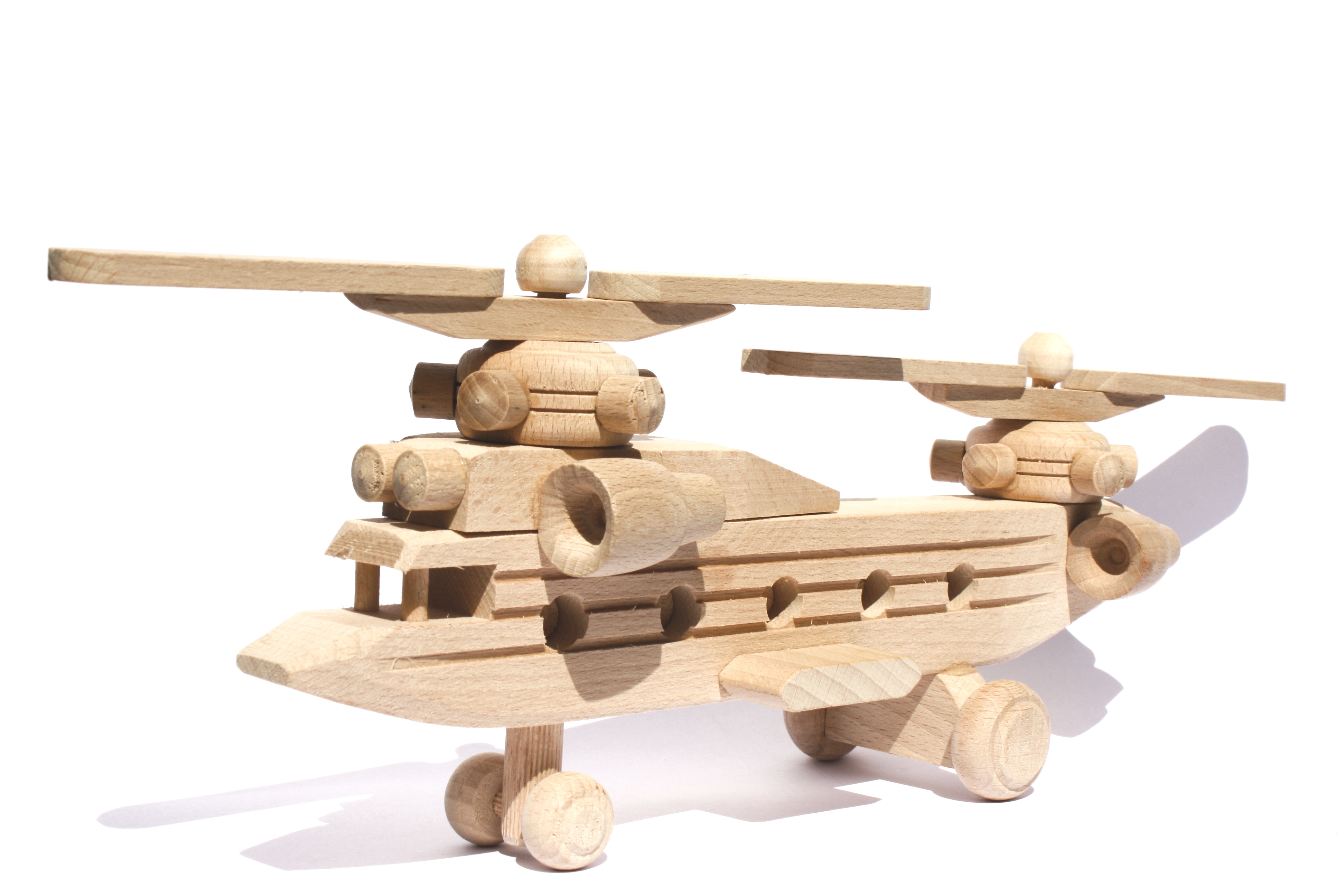 Wooden Vehicles - helicopter with two propellers
