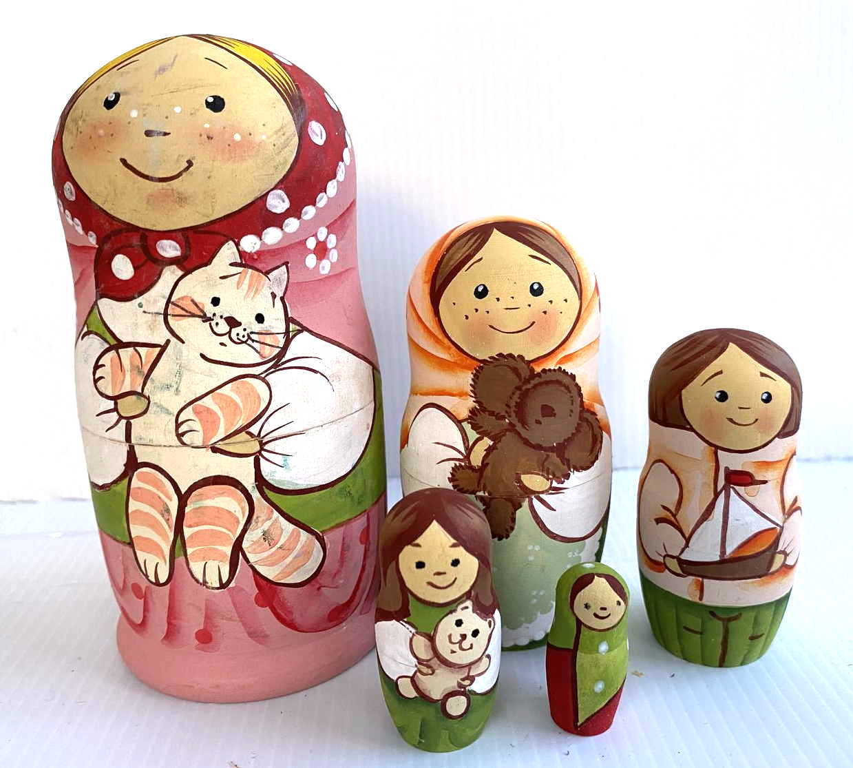 Belyakova Children & Animals Nesting Dolls - 5 Nested Set