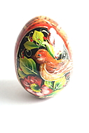 Handpainted lacquered egg with birds & flowers