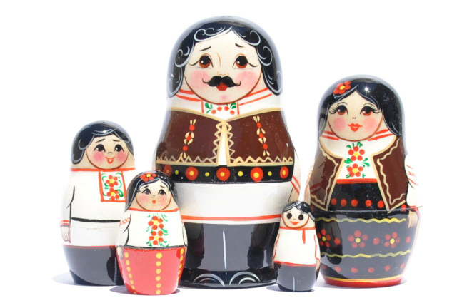 A 5 Nested Set of Vyatka Matryoshka, Moldovan Family