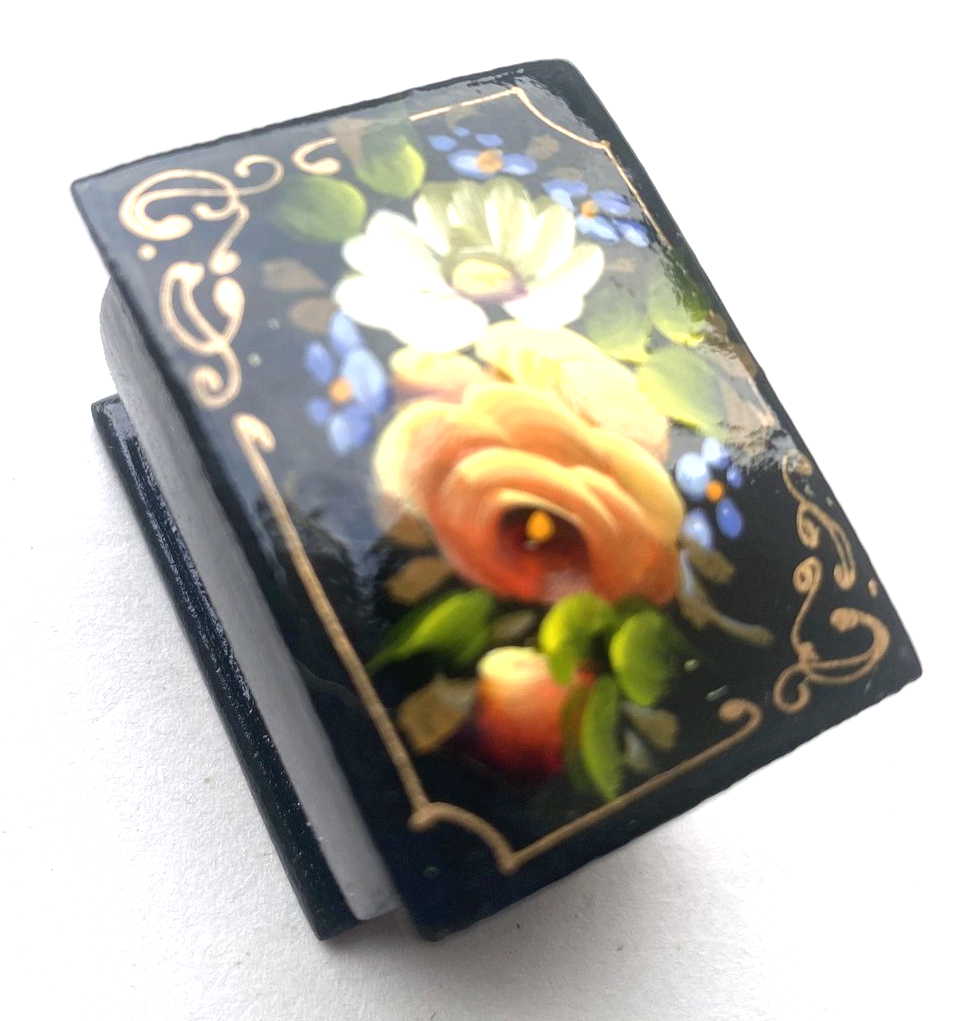 Peach Rose Lacquer Trinket Box (small)