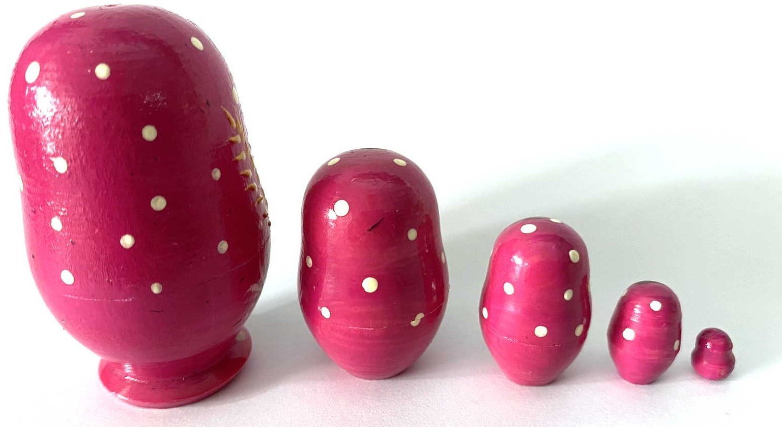 Miniature Pink Wheat & White Flower Nesting Dolls – 5 Nested Set - 55mm