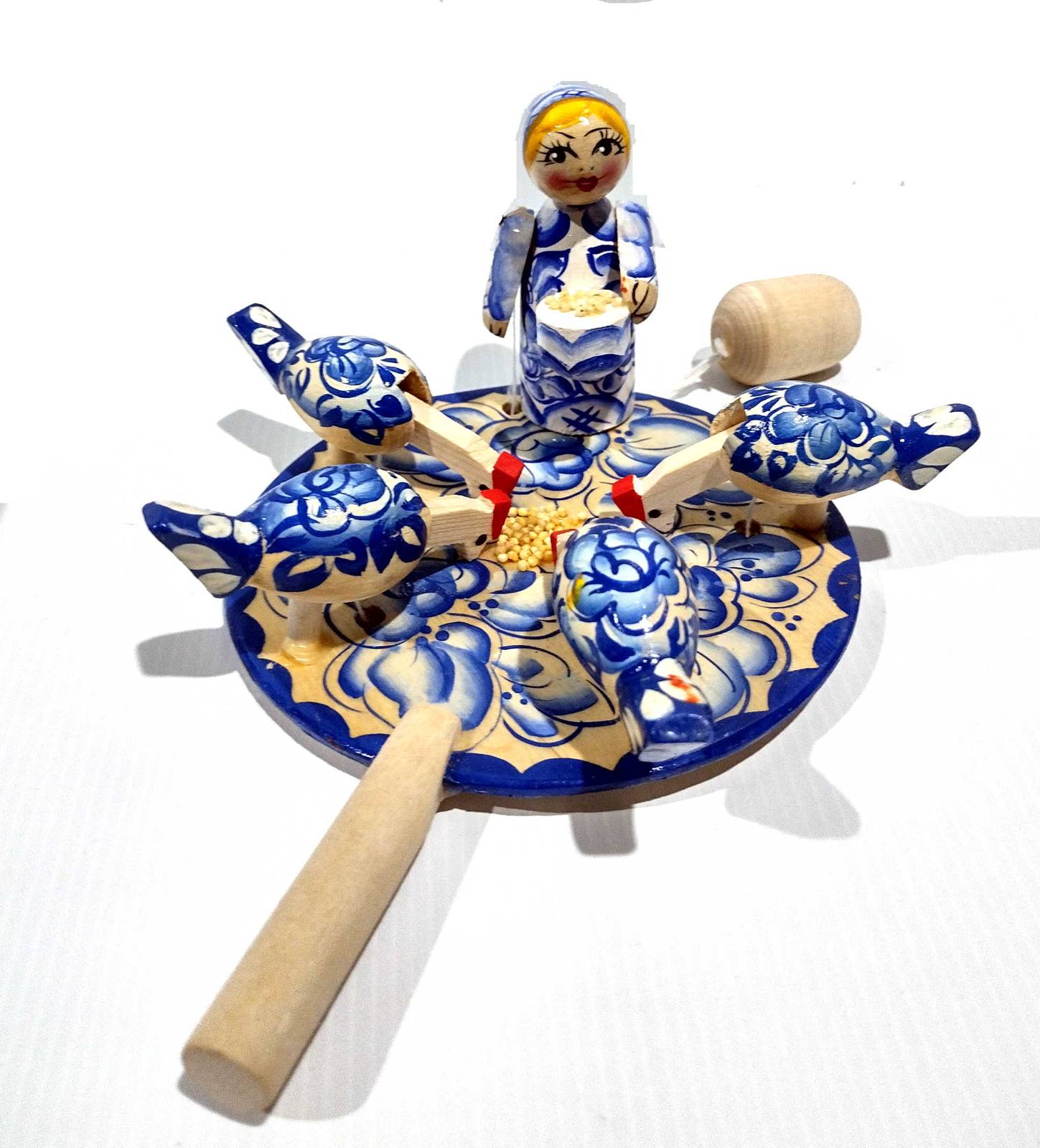 Bagarodsky Toy - Pecking Hens, Blue Gzhel Style