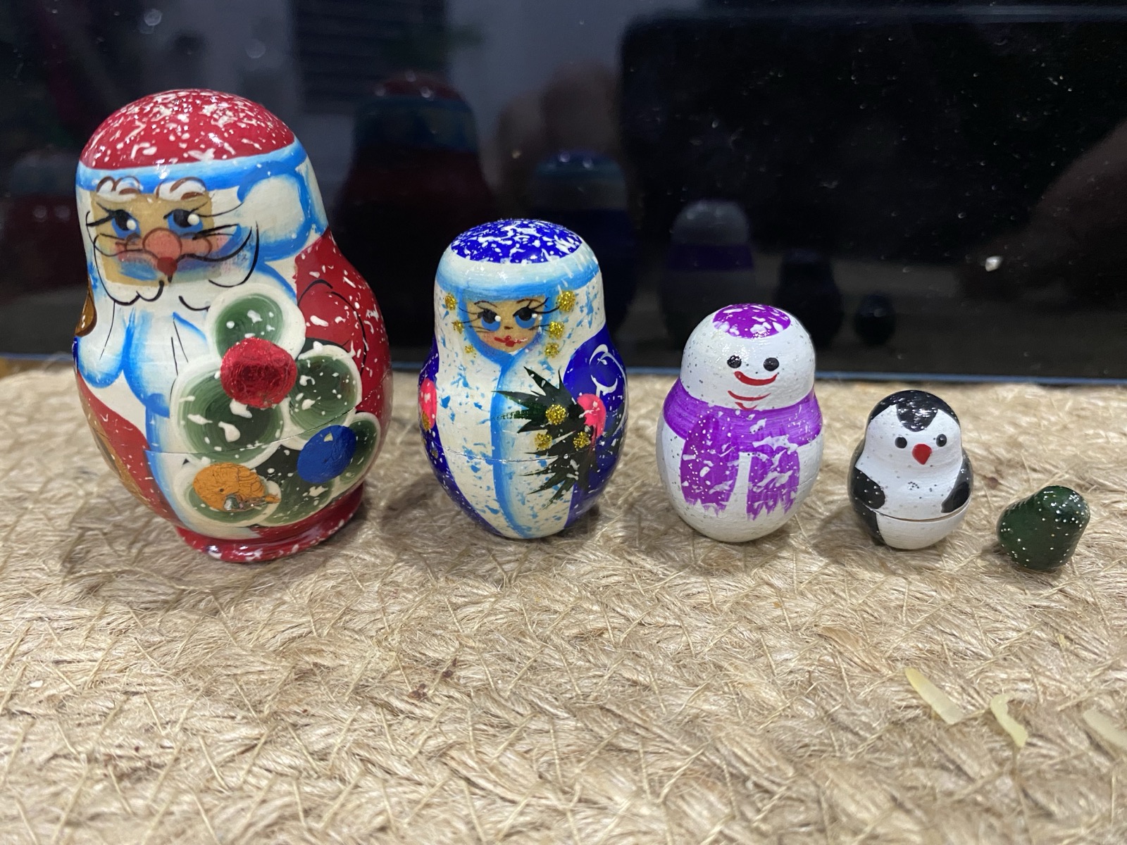 Miniature Christmas Nesting Dolls – Ded Moroz & Friends – 5 Nested Set