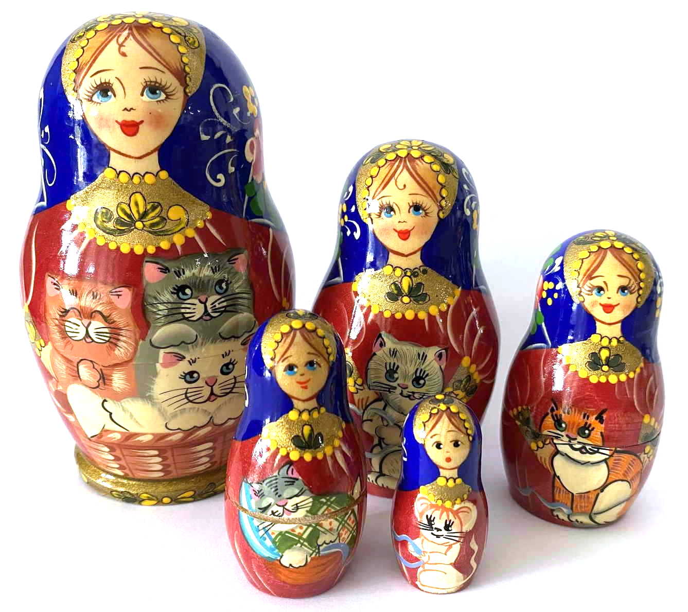 Cat Lover Matryoshka Nesting Dolls – 5 Nested Set