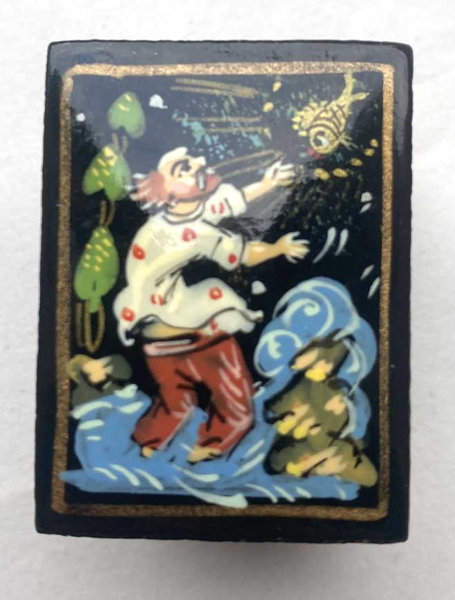 Golden Fish Lacquer Trinket Box (small)