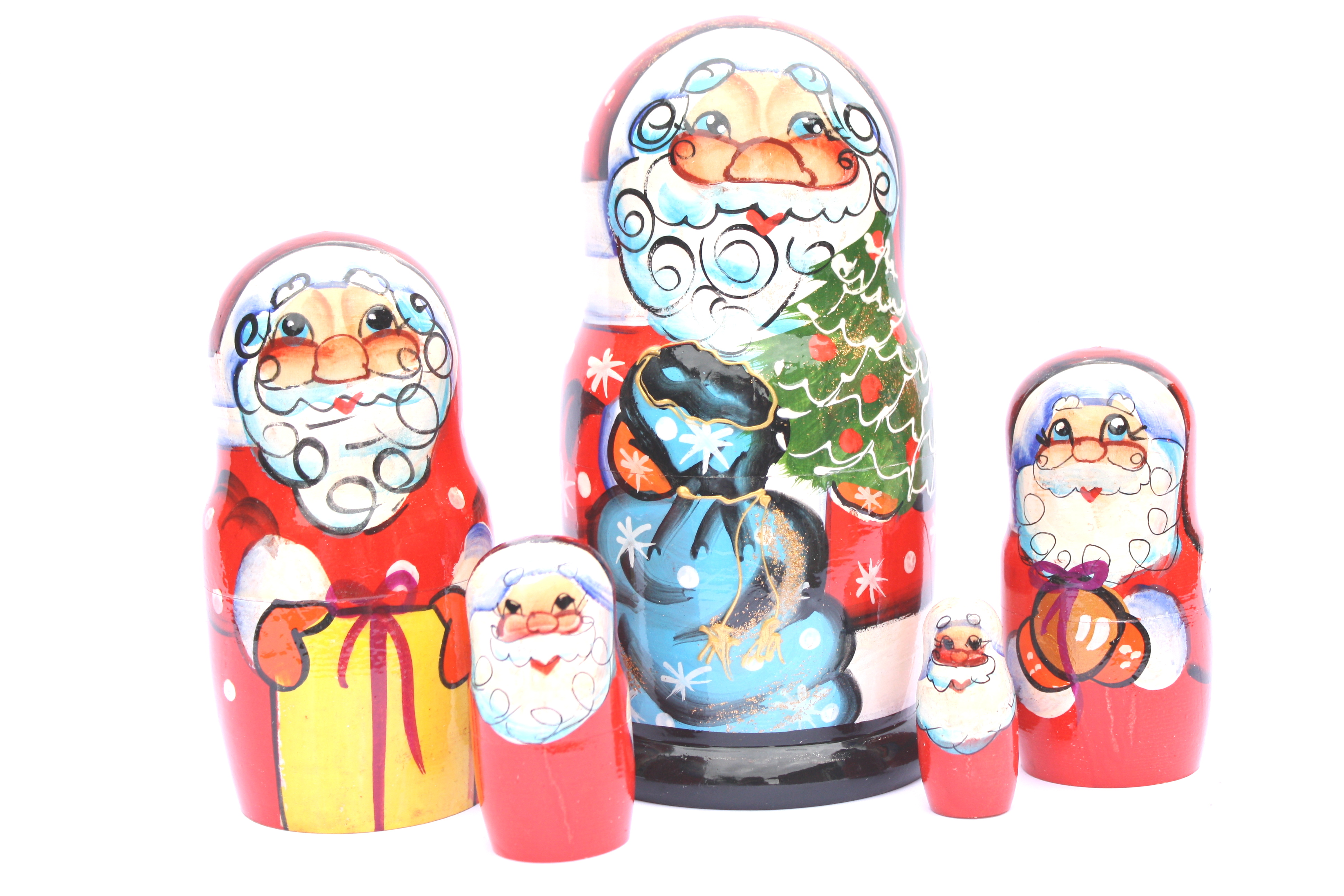 A 5 Nested Set of Xmas Matryoshka, Santa set