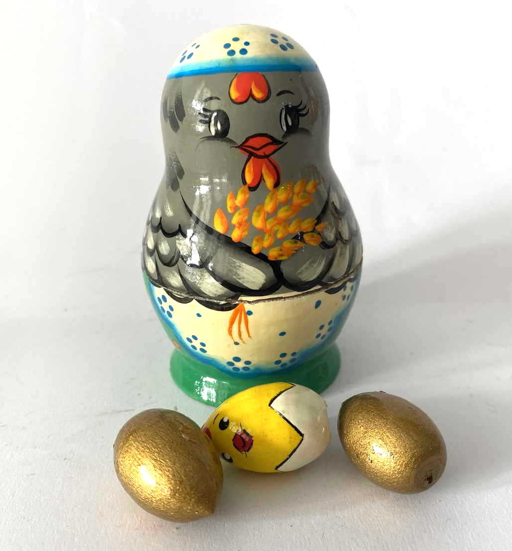 Hen & Eggs Nesting Doll with Eggs