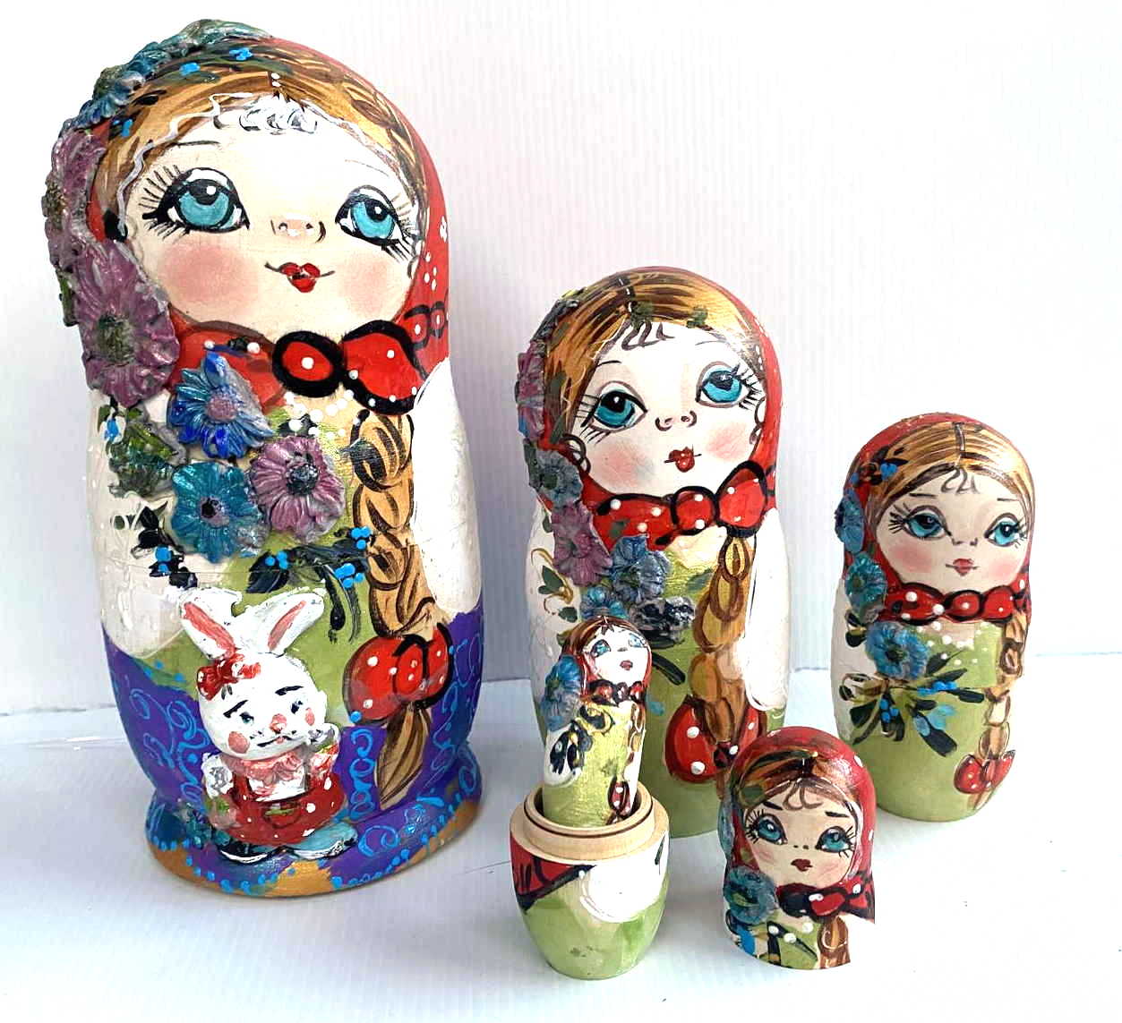 Artists Matryoshka woman with rabbit