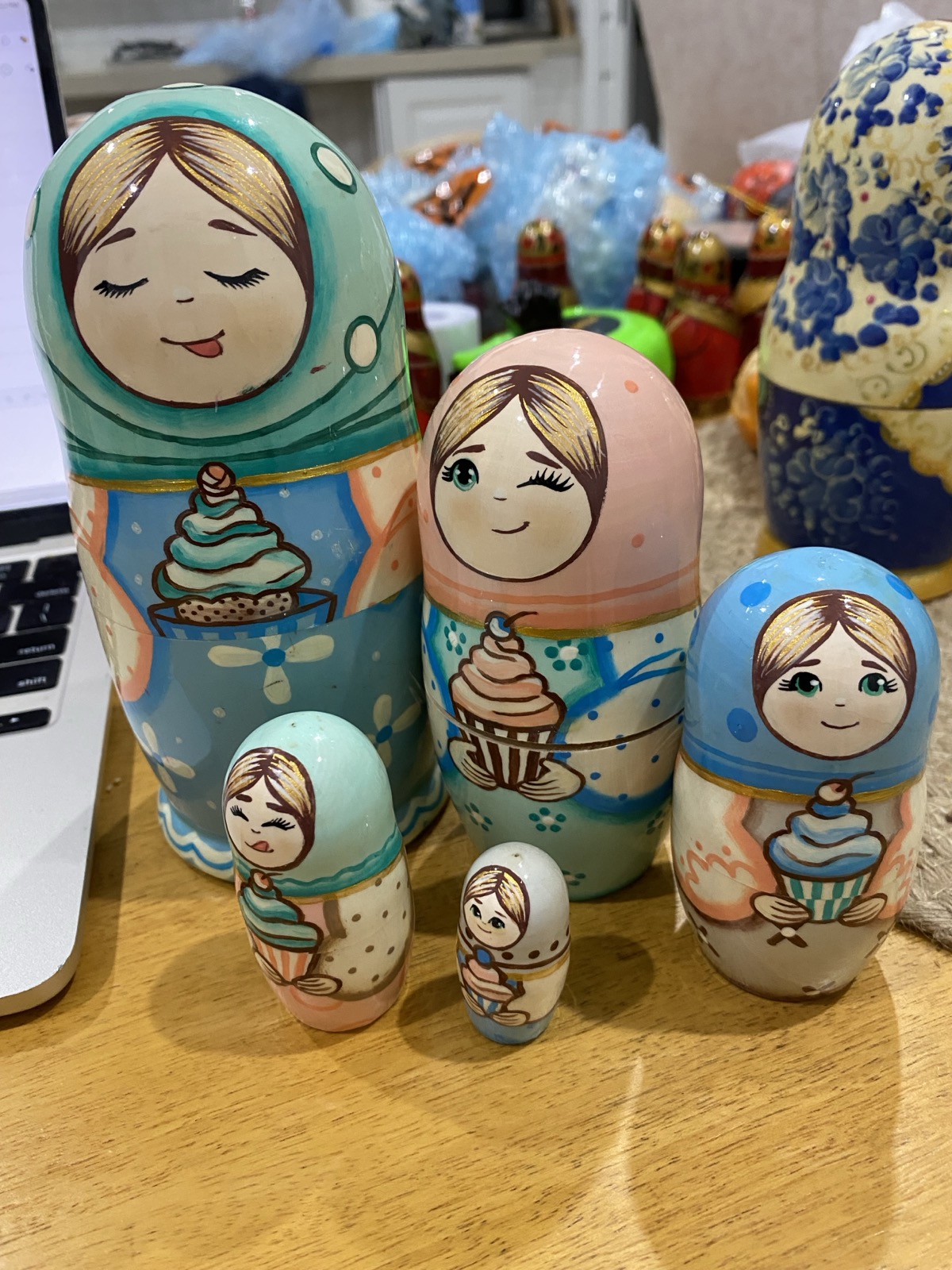 Zabyalova Cupcake Girls Nesting Dolls - 5 Nested Set