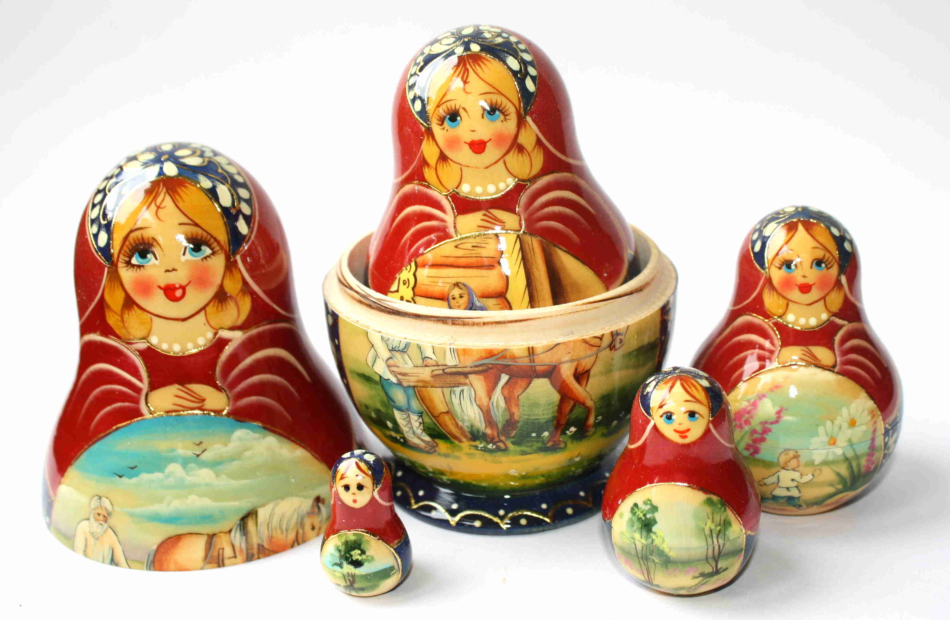 Russian Village Life Matryoshka – 5 Nested Set