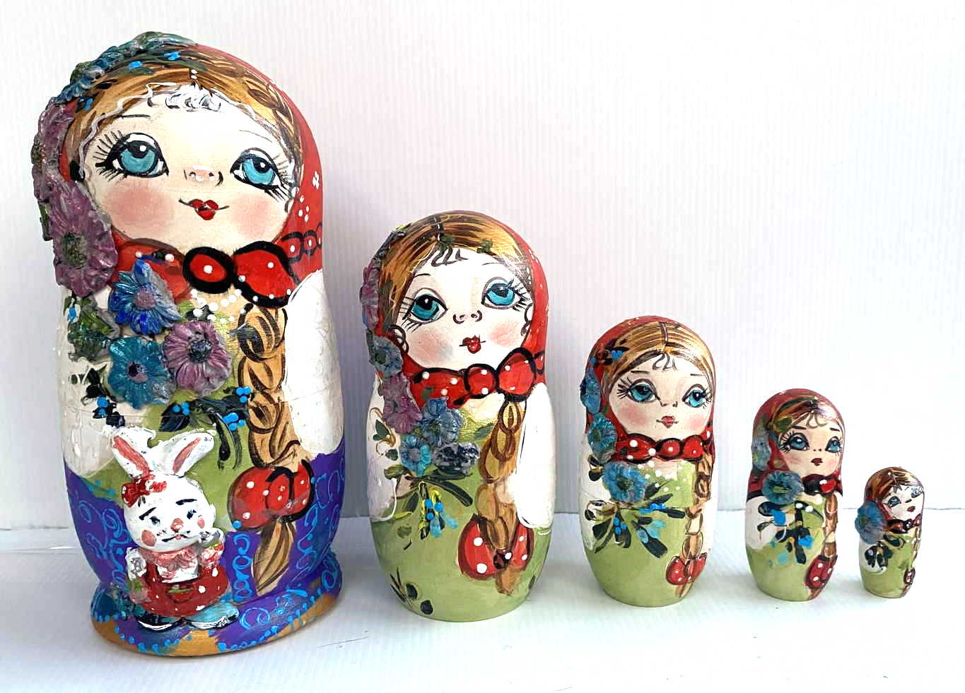 Artists Matryoshka woman with rabbit