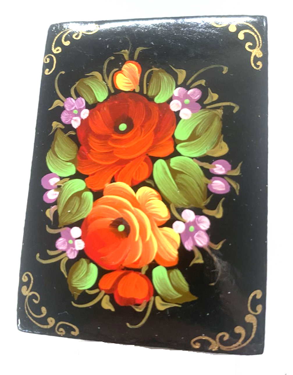 Zhostovo Roses Lacquer Trinket Box