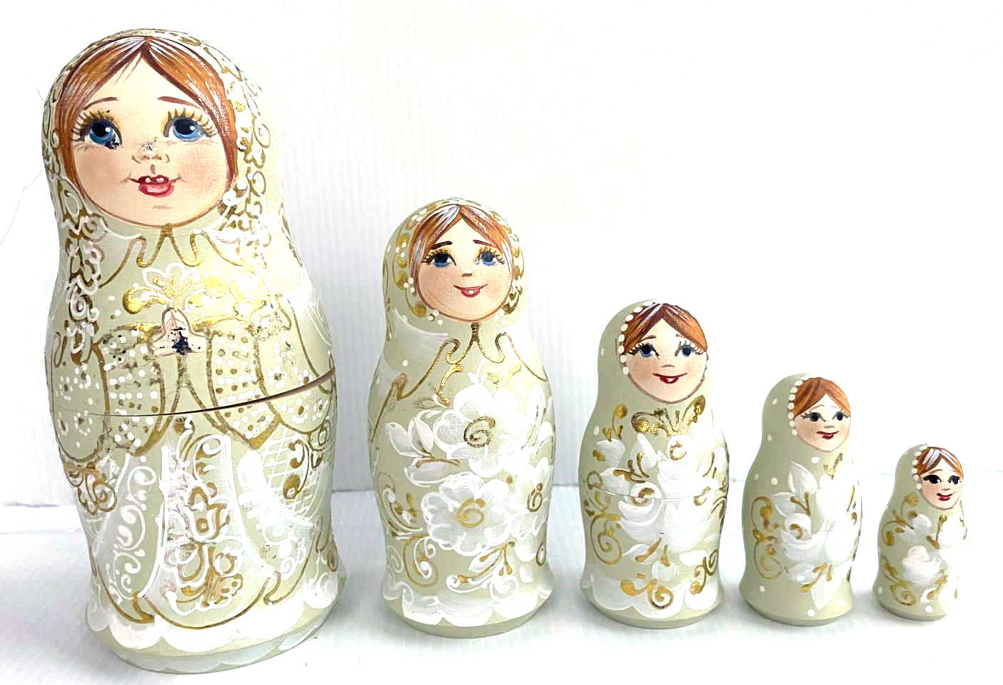 Artists Matryoshka Green Woman clasping hands