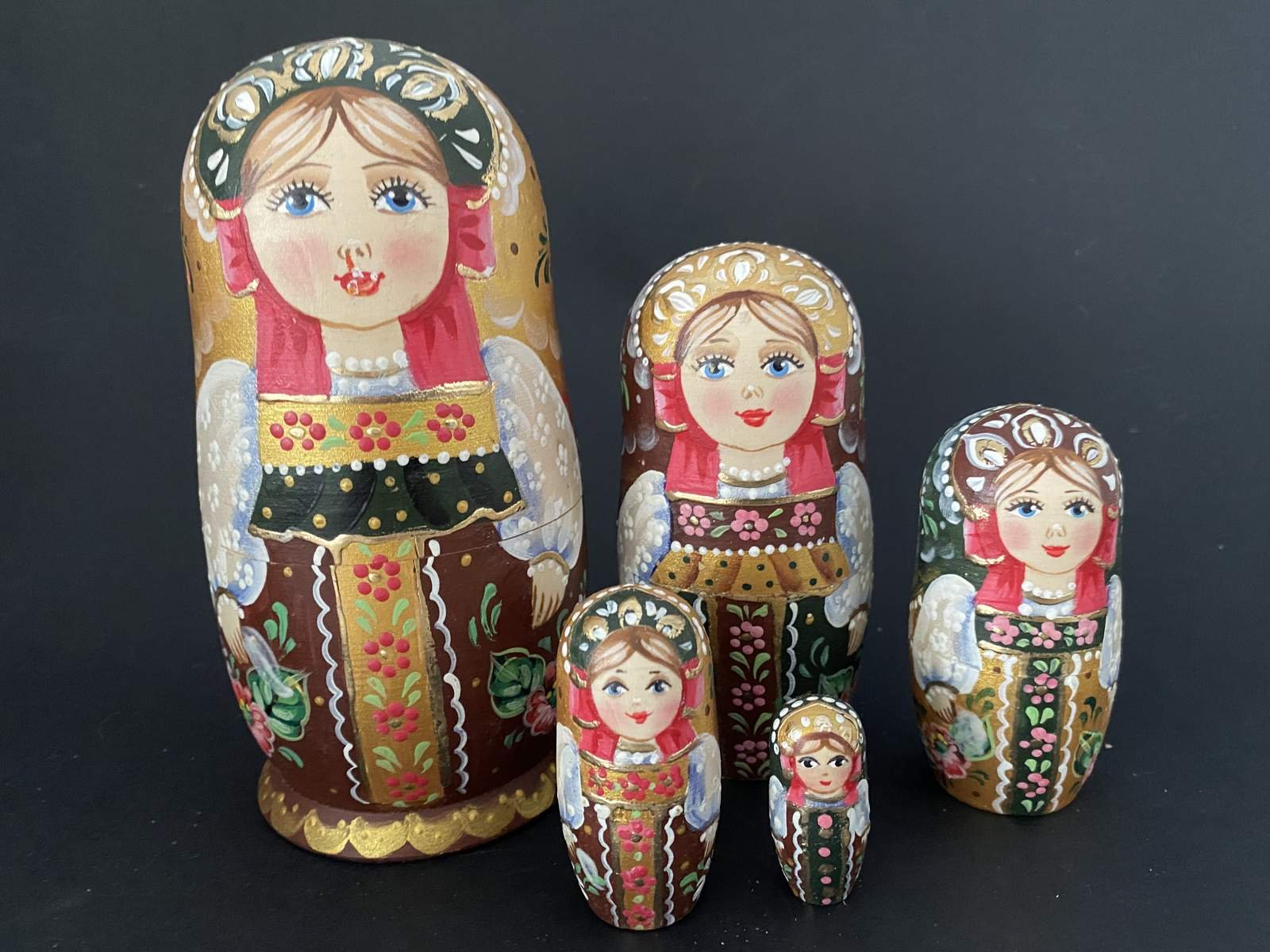 Morozova Traditional Folk Costume Nesting Dolls - 5 Nested Set