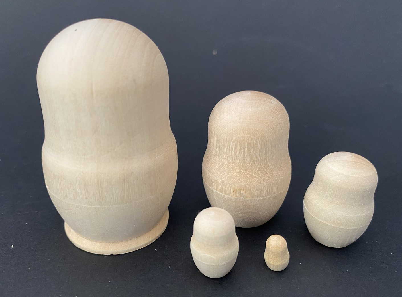 Blank Unpainted Nesting Dolls - 5 Nested Set (Miniature)