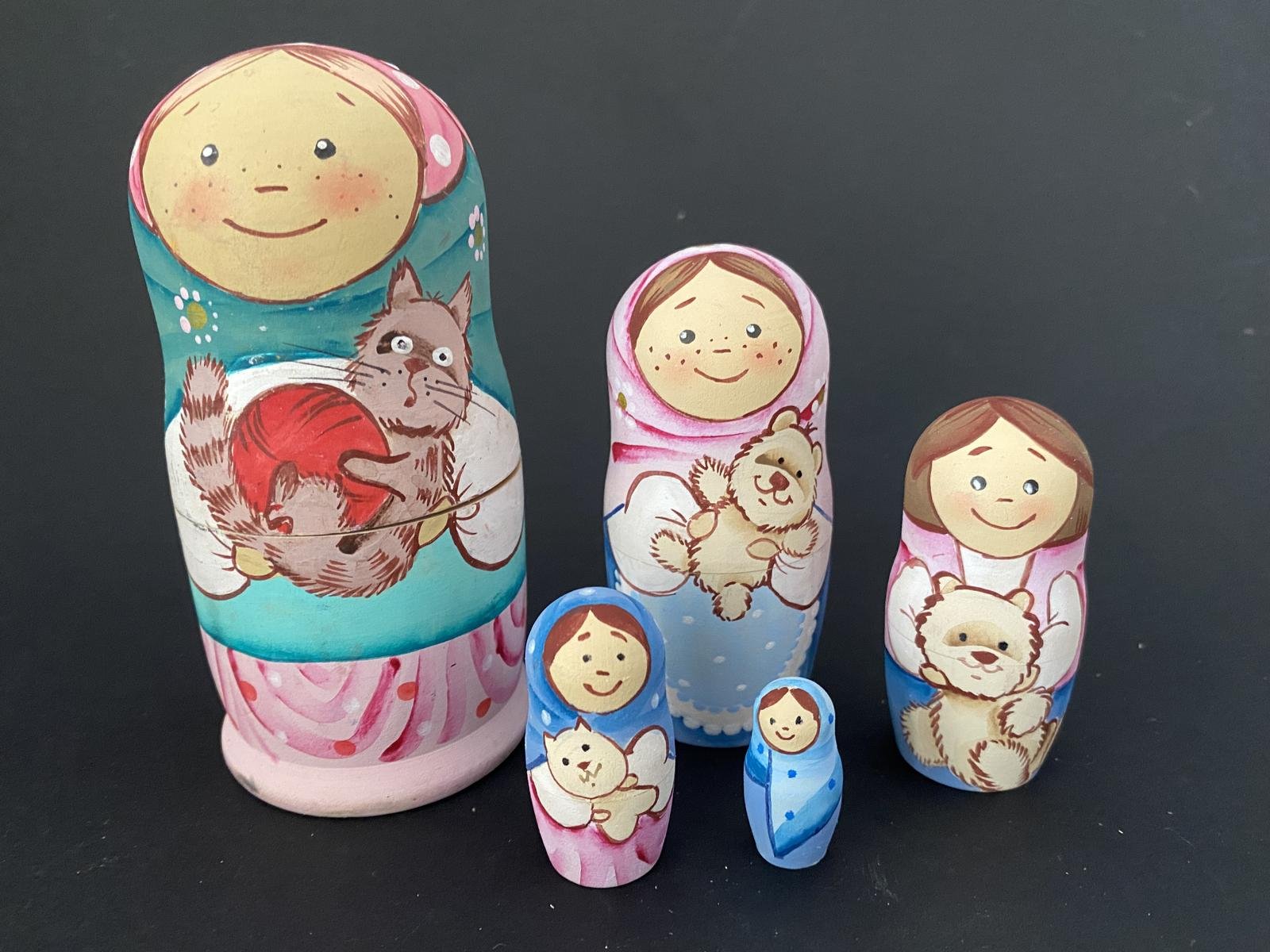 Belyakova Children & Pets Nesting Dolls - 5 Nested Set