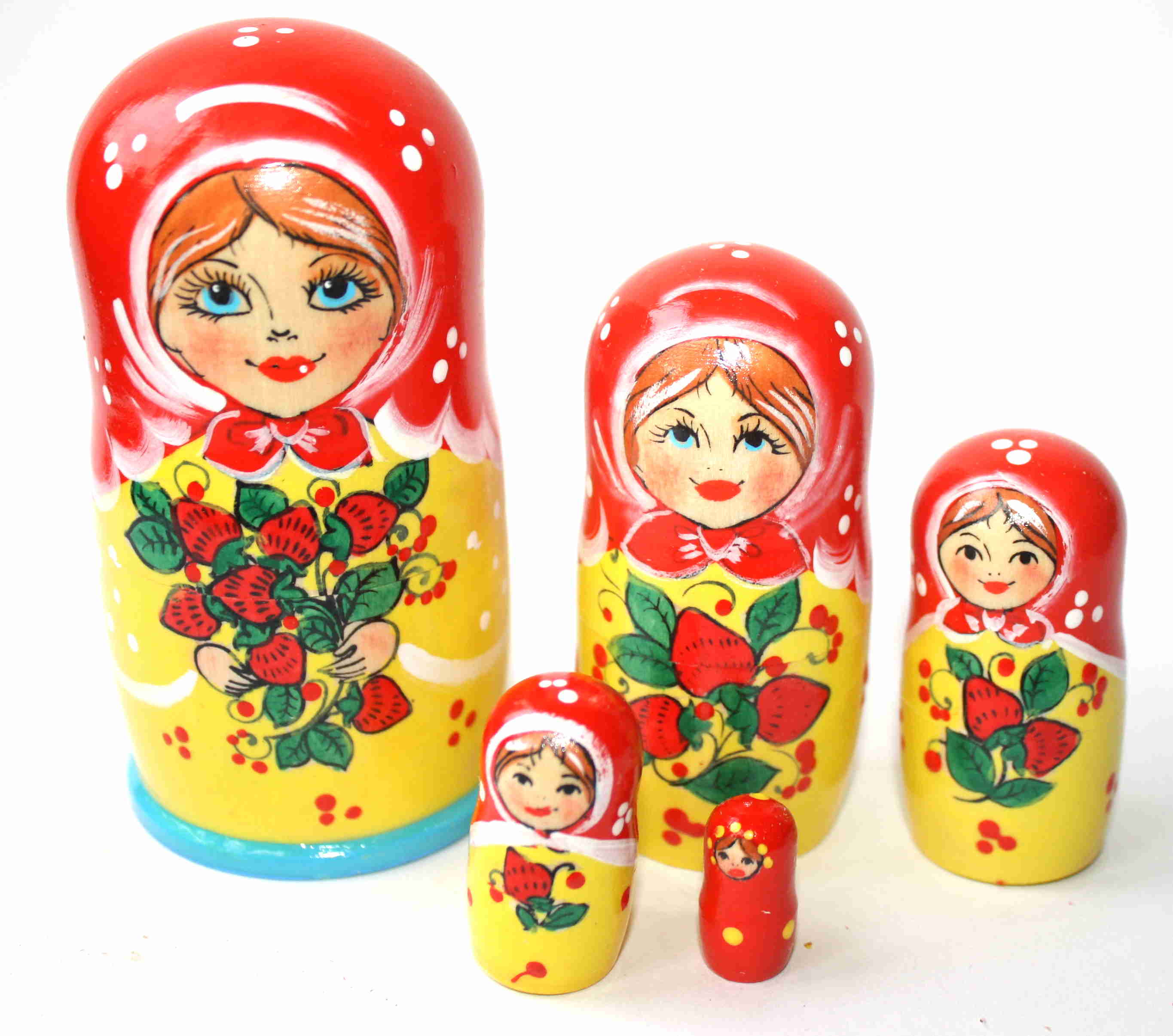 Artists Matryoshka Red Girl With Strawberries (5 nested set)