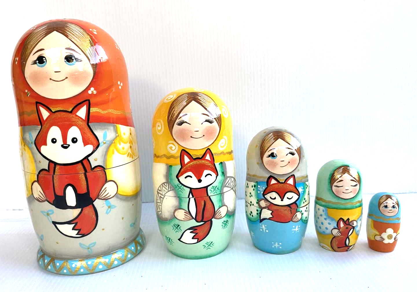 Fox Matryoshka Nesting Dolls – 5 Nested Set