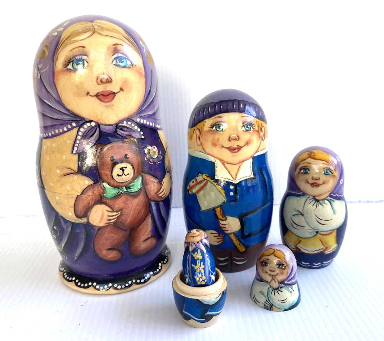 Artist Matryoshka – Children at Play by Belyakova – 5 Nested Set