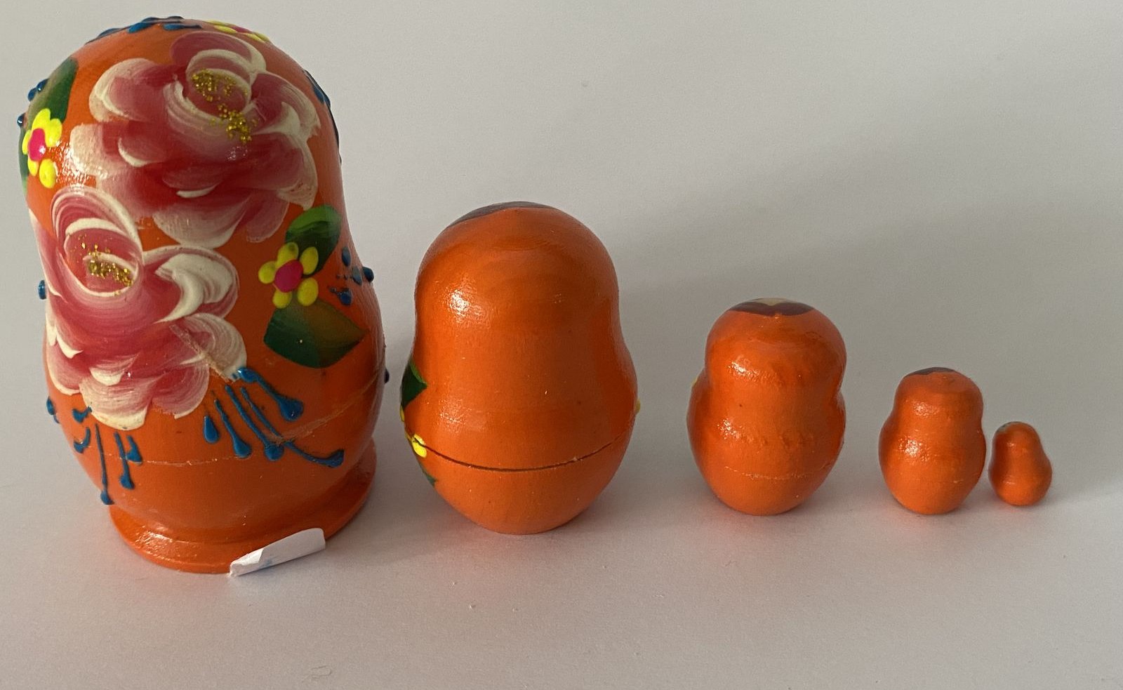 Miniature Orange Matryoshka – 5 Nested Set - 55mm