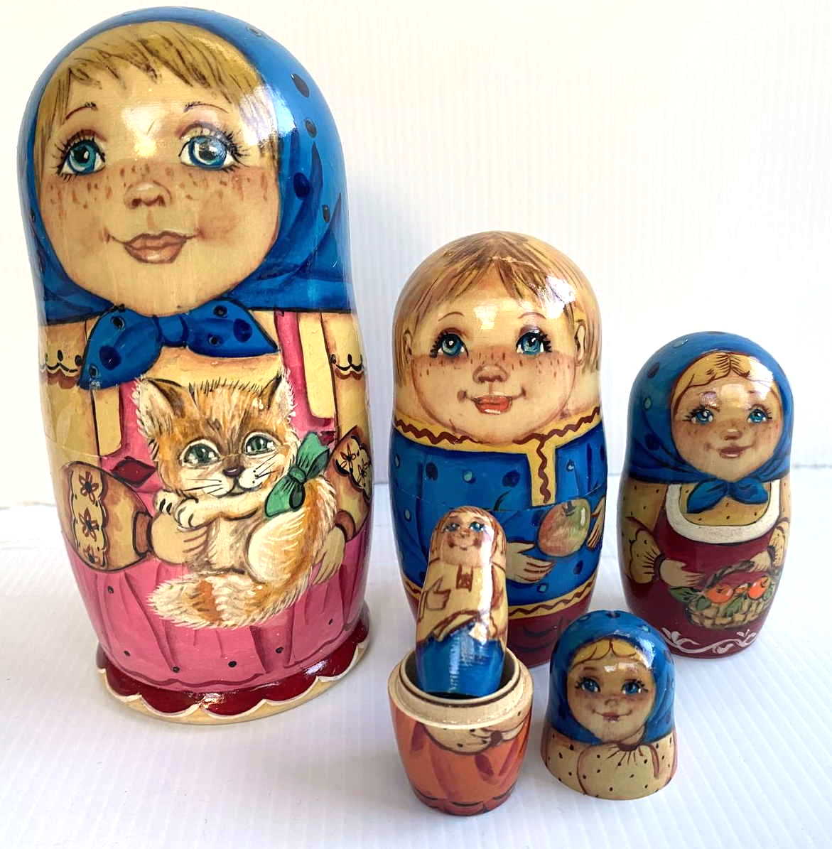 Artists Matryoshka Girl with Flowers 3 not 5 (5 nested set)