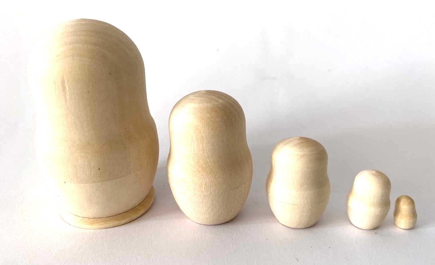 Blank Unpainted Nesting Dolls - 5 Nested Set (Miniature)