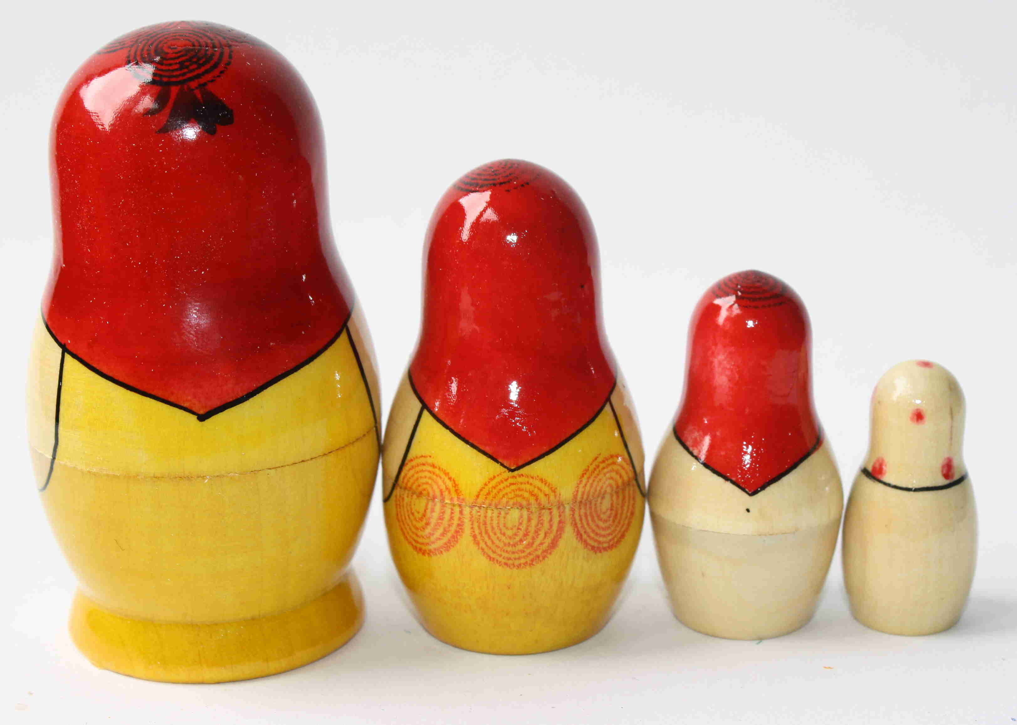 Artists Matryoshka Red with yellow scarf traditional (4 Nested set)
