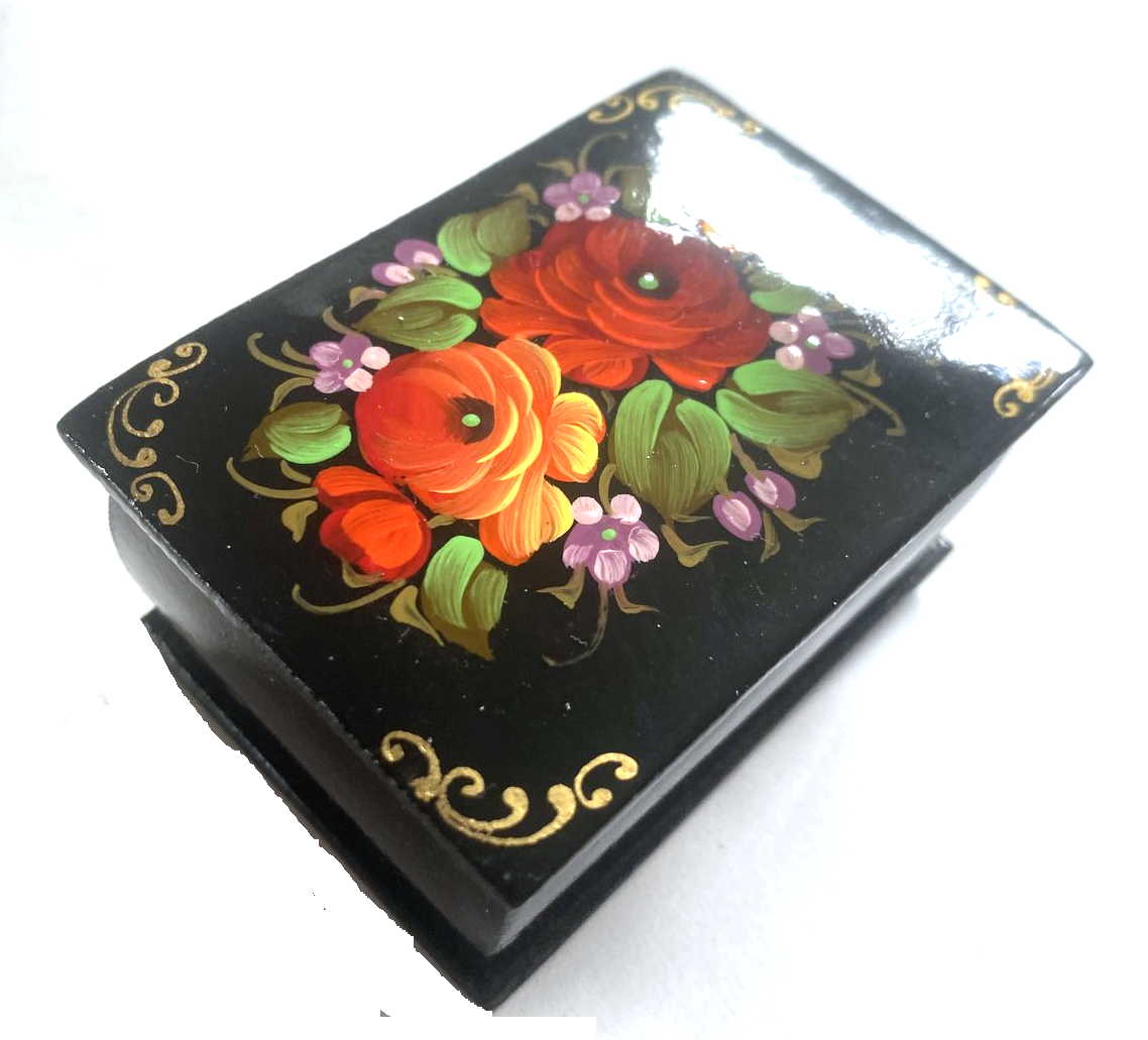 Zhostovo Roses Lacquer Trinket Box