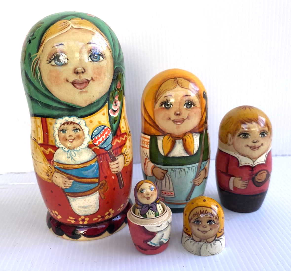 Belyakova Russian Children & Baby Nesting Dolls - 5 Nested Set