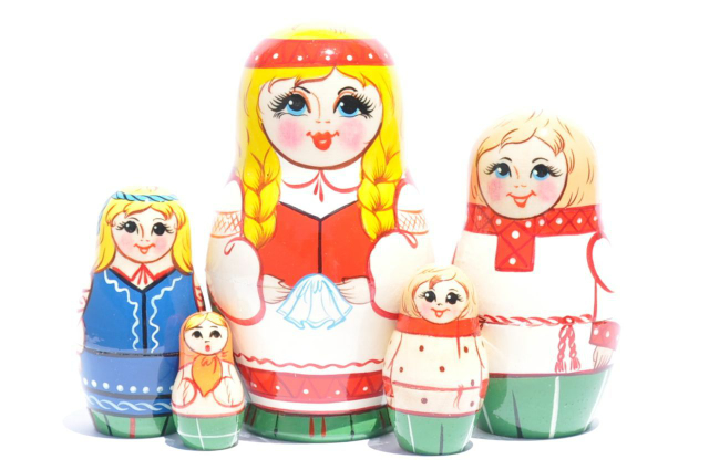 A 5 Nested Set of Vyatka Matryoshka, Belarussian Family