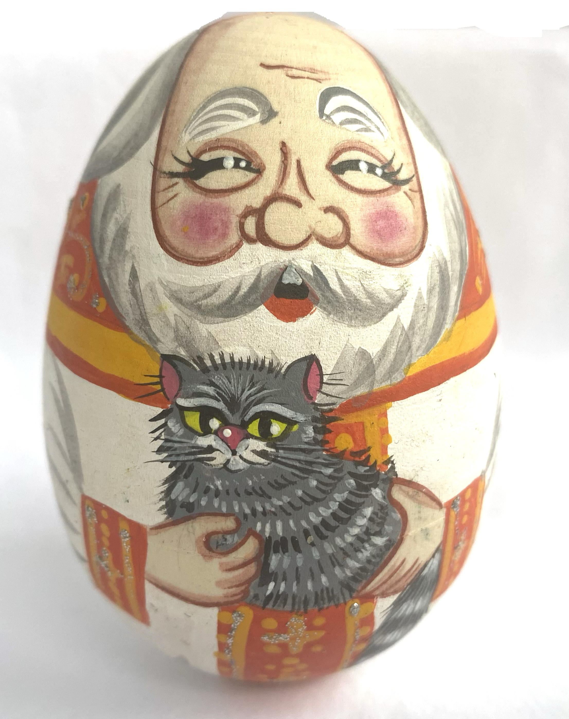 Eggs Matryoshka by Ova - a roly poly man with cat